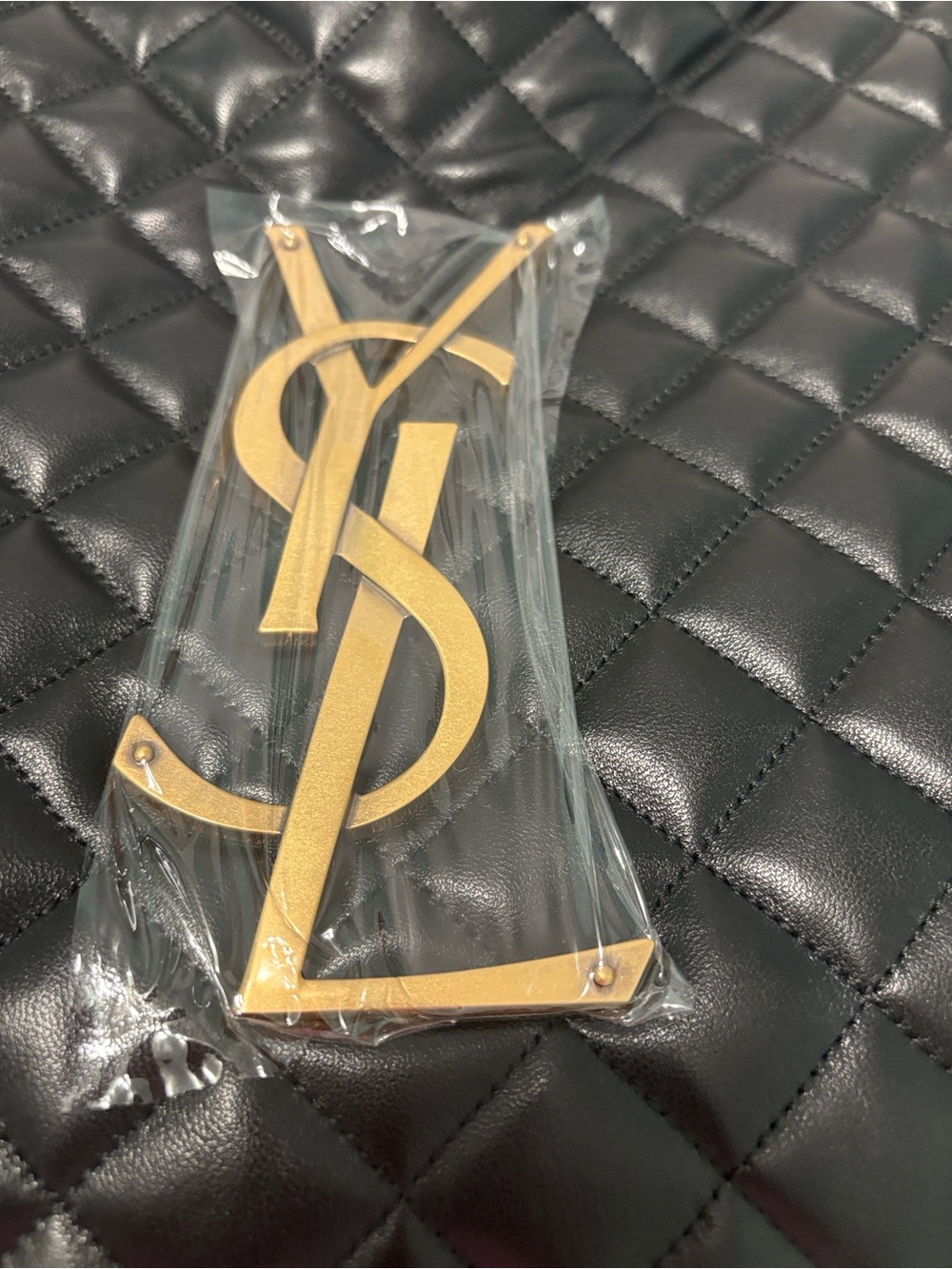 Saint Laurent Black Quilted Leather Tote with Gold Logo Accent - Picture 2 of 11